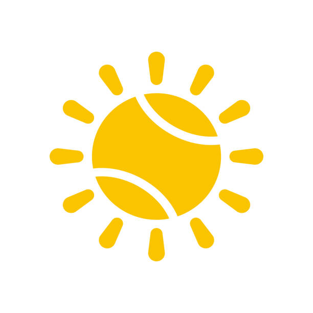 sonne tennisball vektorzeichen - sun sunlight symbol sphere stock-grafiken, -clipart, -cartoons und -symbole