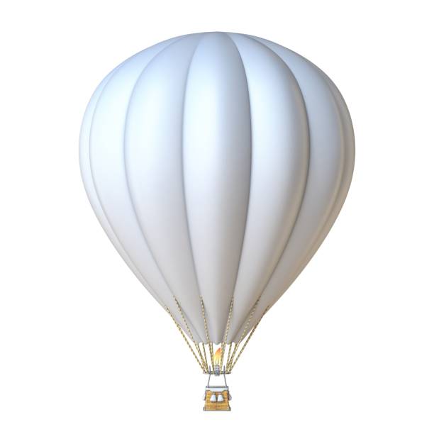 white hot air balloon 3d - inflating balloon blowing air imagens e fotografias de stock