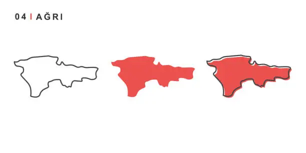 Vector illustration of Turkey, Ağrı city map. Simple vector illustration isolated on a white background.