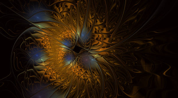 istock Abstract exotic flower with textured petals. Elegant fractal flower 1309821021