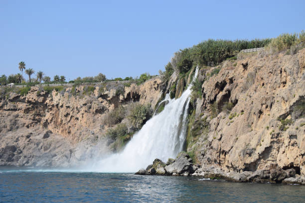 Waterfall Duden. Mediterranean sea. Duden waterfall in Antalya Turkey. Mediterranean sea. Travelling. Duden stock pictures, royalty-free photos & images