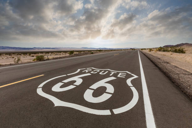 istock Route 66 Highway Sign California Desert Dawn 1309832994