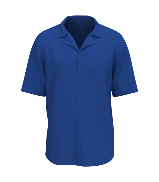 istock Short sleeve camp shirt mockup 1309834793
