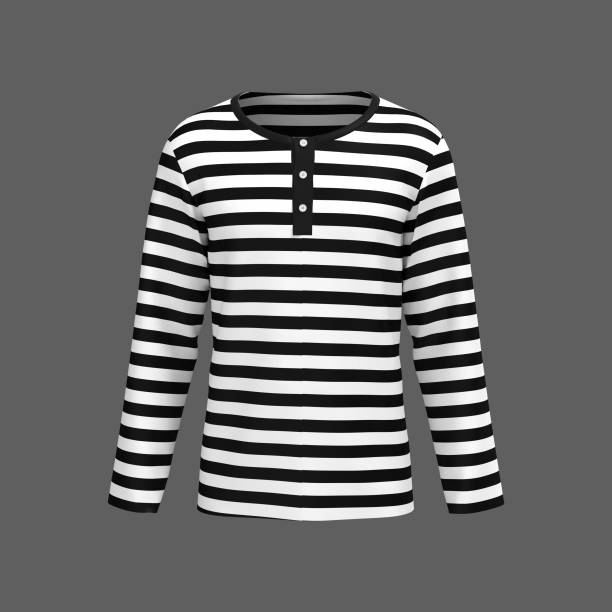 istock Blank long sleeve henley t-shirt mockup, front view 1309834863