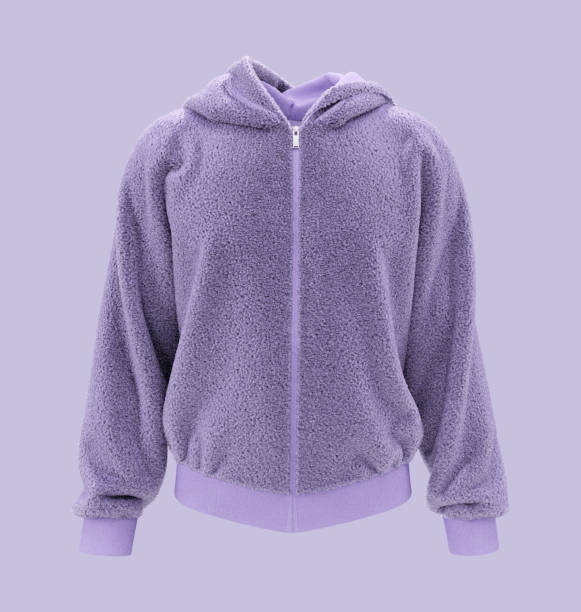 istock Fleece hooded sweatshirt mockup with zipper in front view, isolated on white background 1309835005