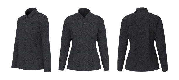 istock Blank collared shirt mockup, front, side and back views, tee design presentation for print 1309835136