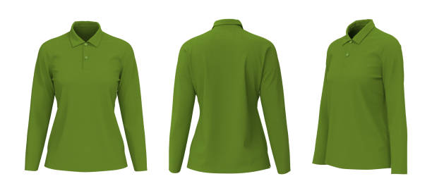 istock Blank collared shirt mockup, front, side and back views, tee design presentation for print 1309835682