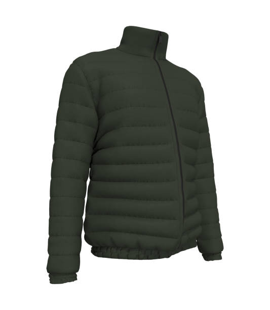 Men's warm sport puffer jacket isolated over white background
