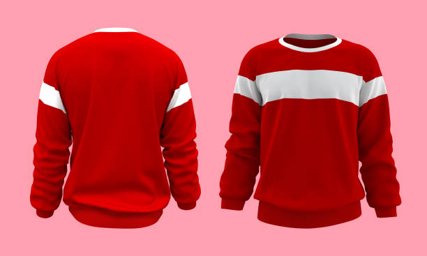 istock Blank sweatshirt mock up in front, and back views, isolated on pink 1309835799