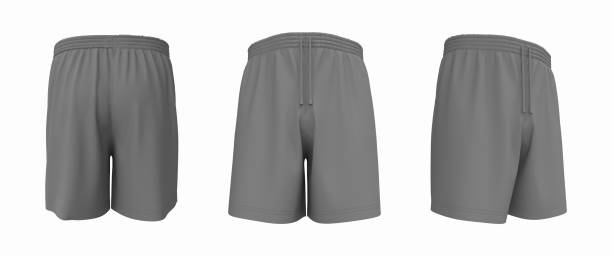 istock Blank sweat shorts mockup in front, back and side views 1309835815