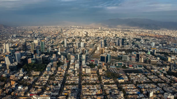 istock Panoramic view of skyline in San Isidro district at blue time 1309843688