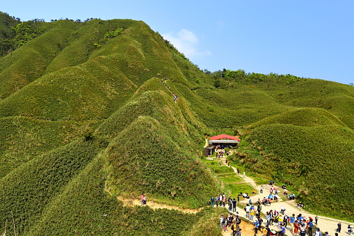 Yilan, Taiwan-March 20, 2021: Famous Matcha (Green Tea) Mountain, Shengmu Hiking Trail (Marian Hiking Trail), Jiaoxi, Yilan, Taiwan