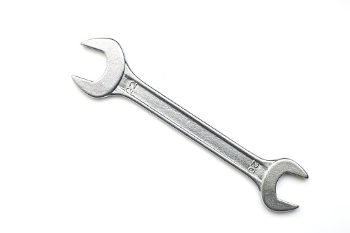 Wrench isolated on white background. Top view. Clipping path