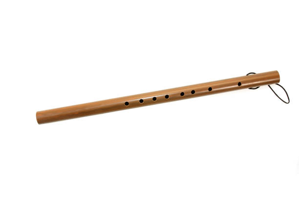 istock Wooden flute on white background 1309853240