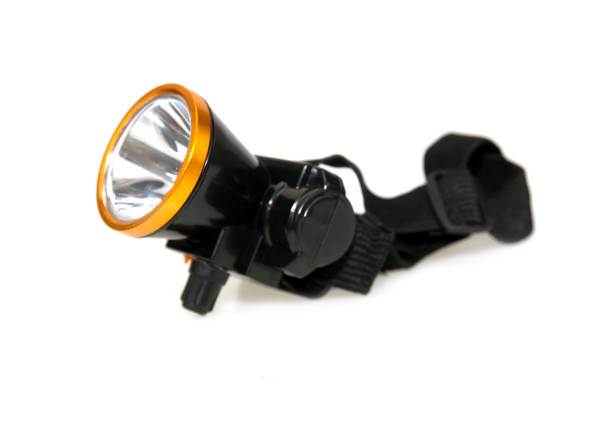 istock LED headlamp isolated on the white background 1309853395