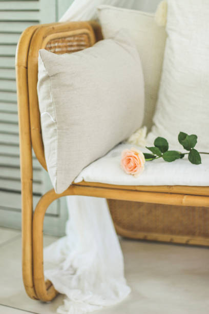 istock Pink rose on a chair 1309854452