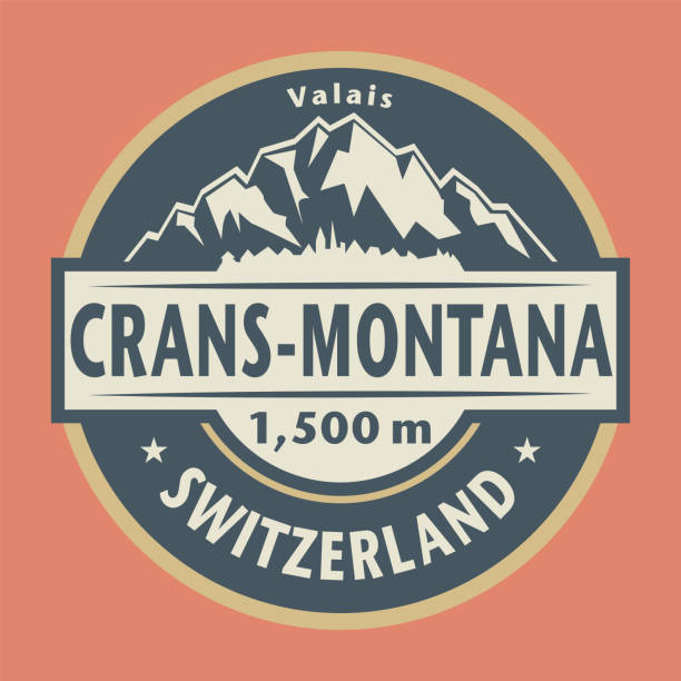 Abstract stamp or emblem with the name of Crans-Montana, Switzerland Abstract stamp or emblem with the name of Crans-Montana, Switzerland, vector illustration crans montana stock illustrations