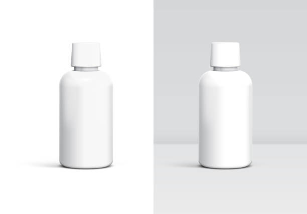 istock Plastic bottle mockup for cleaner, shampoo, disinfectant or another householding hygiene item. Template with white container and separate shadows and light groups for editing. Vector illustration 1309859640