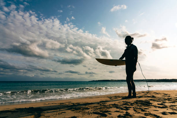 istock Silhouette of man at the beach 1309862213