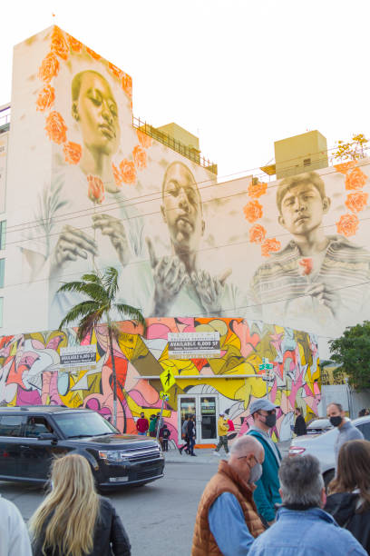 wynwood area, miami, florida, stati uniti d'america - art basel miami beach immagine foto e immagini stock