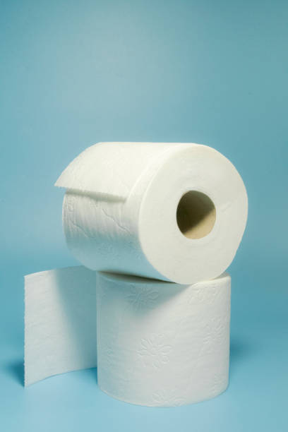 istock Toilet paper. two rolls on blue 1309867073