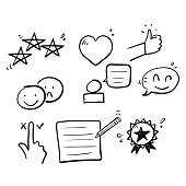 istock hand drawn doodle Feedback and review thin icons illustration symbol 1309870097