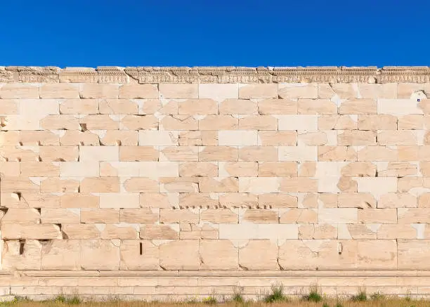 Photo of Greek marble stone wall background texture