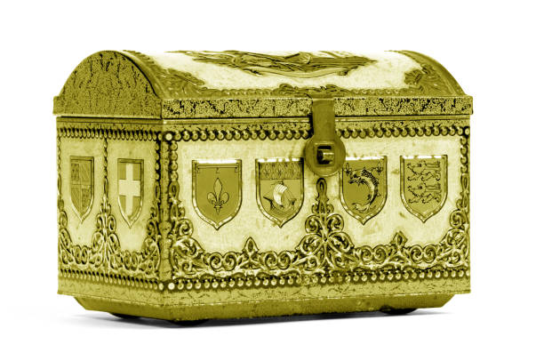 istock Very old small chest, isolated on white 1309871240