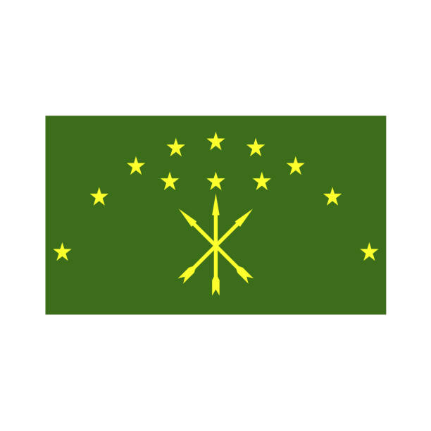 ilustrações de stock, clip art, desenhos animados e ícones de flag of adigea. high detailed and accurate dimensions. flat and solid color vector illustration. - circassian