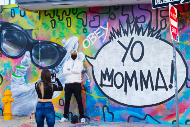 wynwood area, miami, florida, stati uniti d'america - art basel miami beach immagine foto e immagini stock