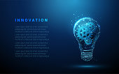istock Abstract blue glowing light bulb with gears inside. 1309877528