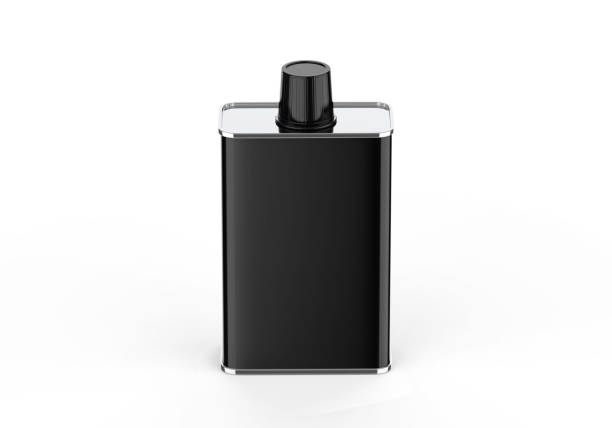 istock Black metallic extra virgin olive oil tin can mockup template on isolated white background, 3d illustration 1309879089