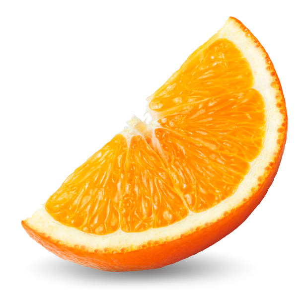 istock cut of orange isolated on white background. clipping path. 1309882698