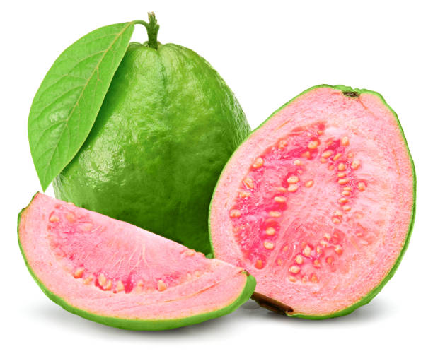 istock guava with slice isolated on white background. clipping path 1309882740