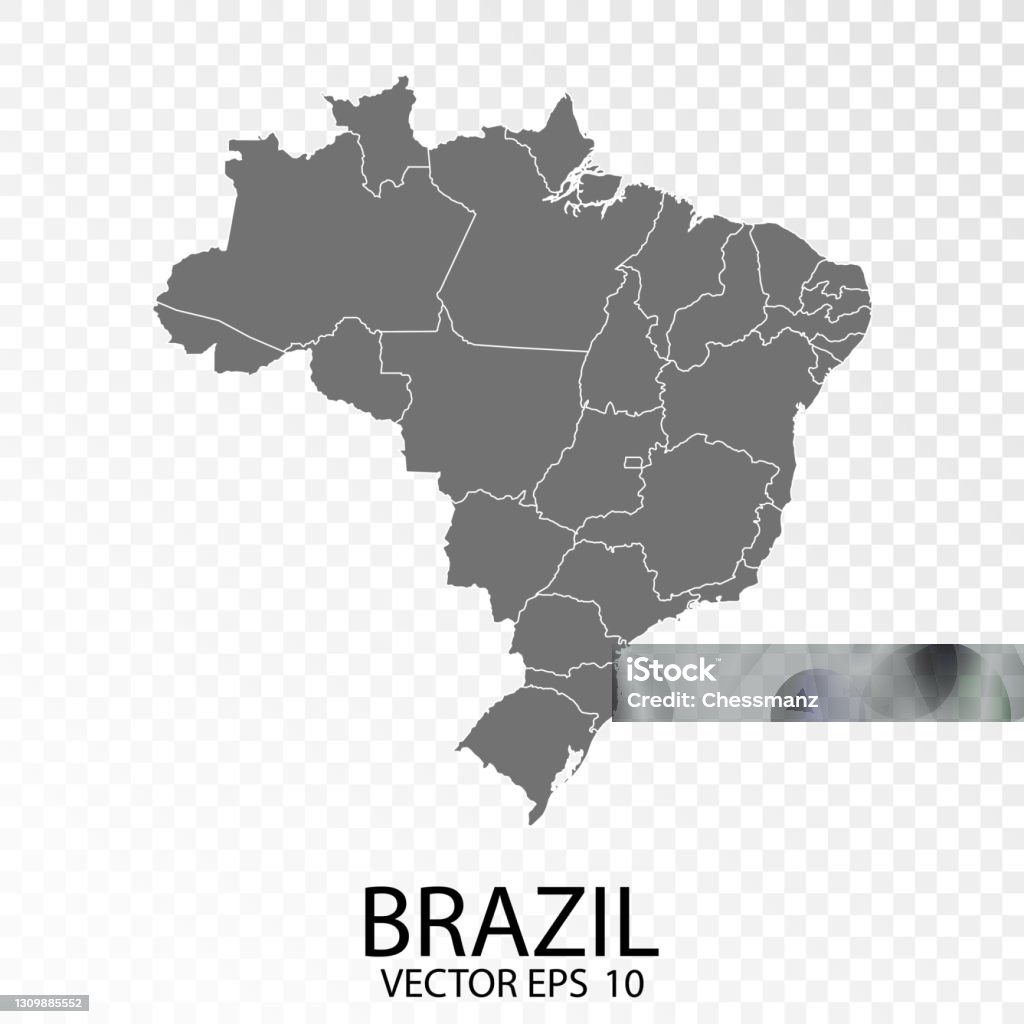Transparente - Mapa Cinza Alto Detalhado do Brasil. - Vetor de Brasil royalty-free