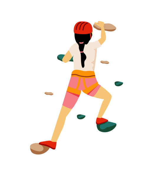istock Girl kid person climbing rock wall isolated 1309885761