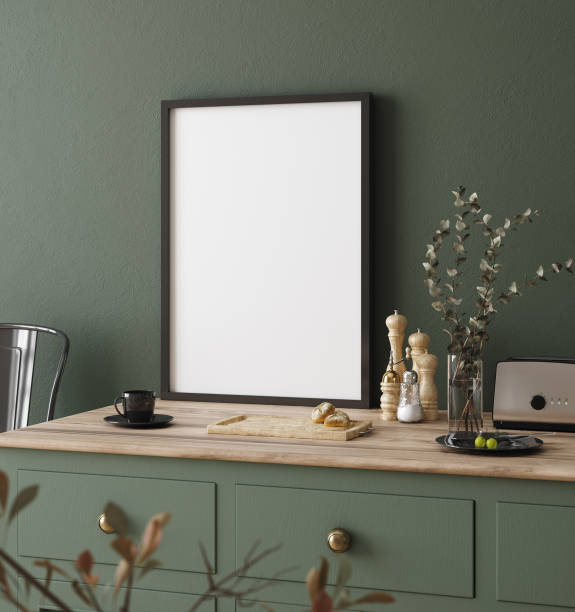 istock Mock up poster frame in kitchen interior, Farmhouse style 1309886238