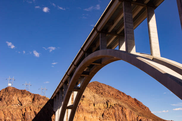 istock Structures and bridges by the lake in the desert 1309890784
