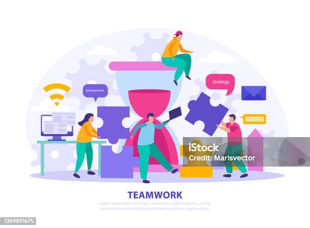 Frame Design Teamwork Teamwork Flat Design Concept Stock Illustration - Download Image Now ...