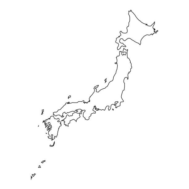 日本の地図は非常に詳細です。白い背景に分離されたシルエット。 - 中国地方点のイラス�ト素材／クリップアート素材／マンガ素材／アイコン素材