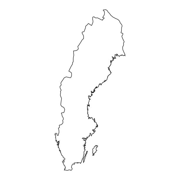 スウェーデンの地図は非常に詳細です。白い背景に分離されたシルエット。 - sweden map stockholm vector点のイラスト素材／クリップアート素材／マンガ素材／アイコン素材