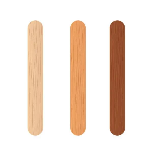 Vector illustration of Wooden sticks for ice cream. Isolated illustration on a white background.