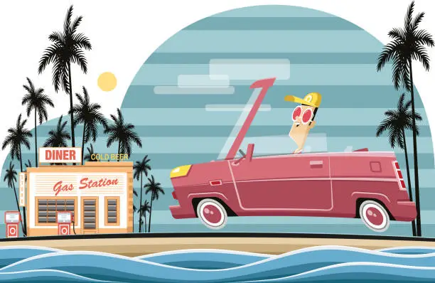 Vector illustration of Seaside driving