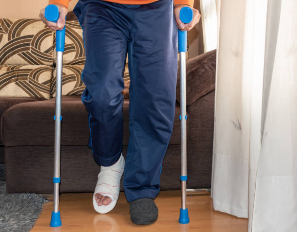 istock man with broken foot, leg in a cast. Man with crutches 1309896242