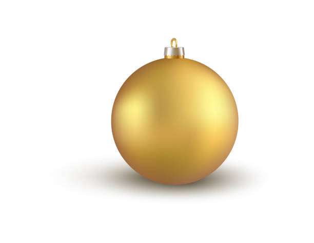 istock Golden christmas tree ball ornament isolated on white 1309897280