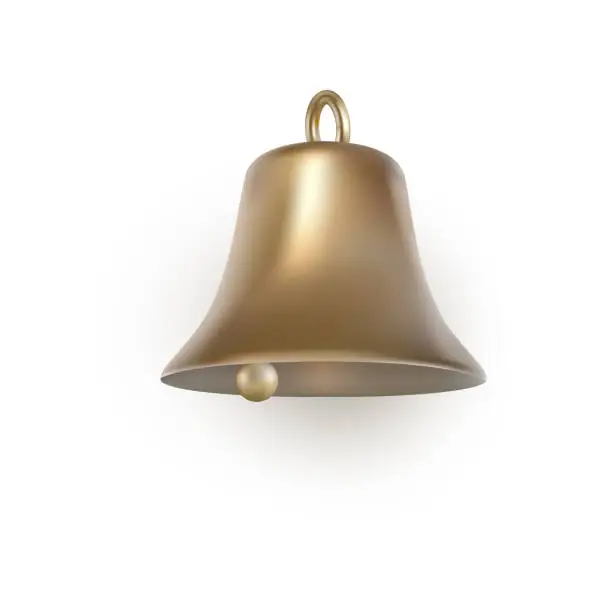 Vector illustration of Golden metal bell isolated on white background