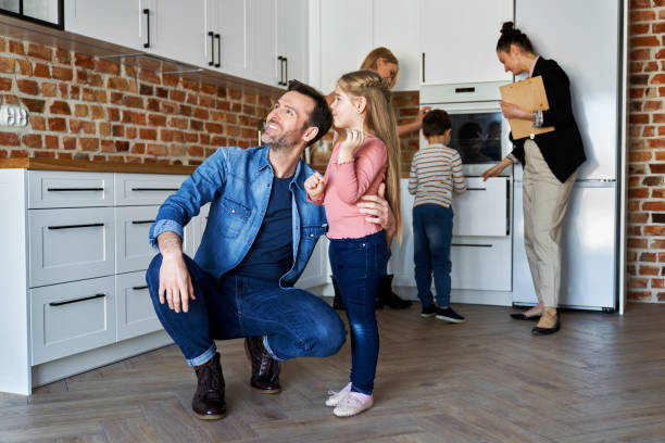 Big family checking their future house