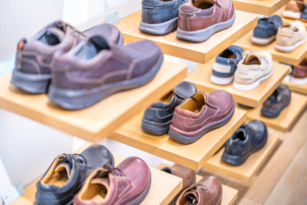 istock Shoes on the shelf 1309899282
