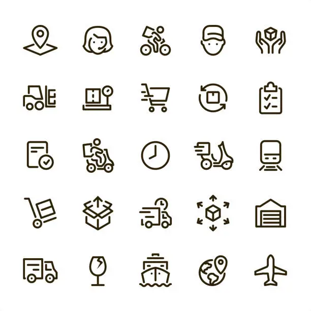 Vector illustration of Delivery & Logistics - Pixel Perfect line icons