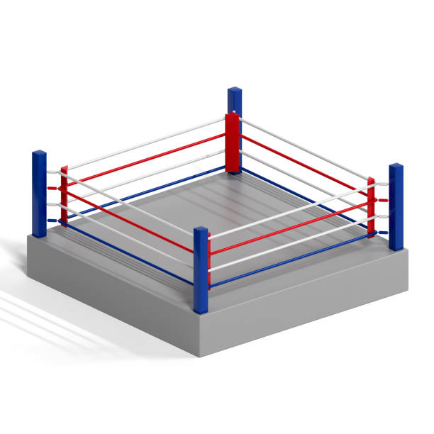 istock Low-poly model of a boxing ring. Sports mock-up. Object on a white background. 3d illustration. 1309903659